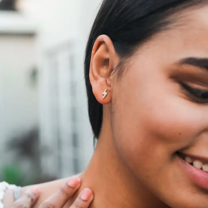 New Moon Gold Earrings | Electric Bolt