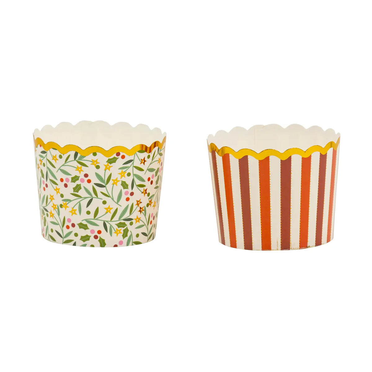 Gold Foil Floral and Stripe 5 oz Baking/Snack Cups