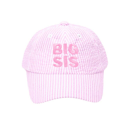 Baseball Hat | Striped Big Sis w/Bow | Baby/Toddler
