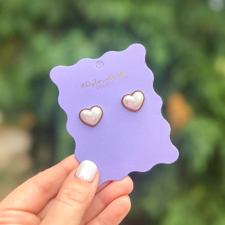 Stud Earrings | Pearl Hearts | Meredith