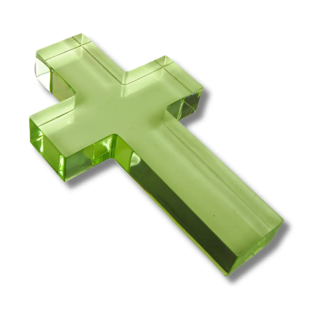 Small Green Cross Acrylic Weight