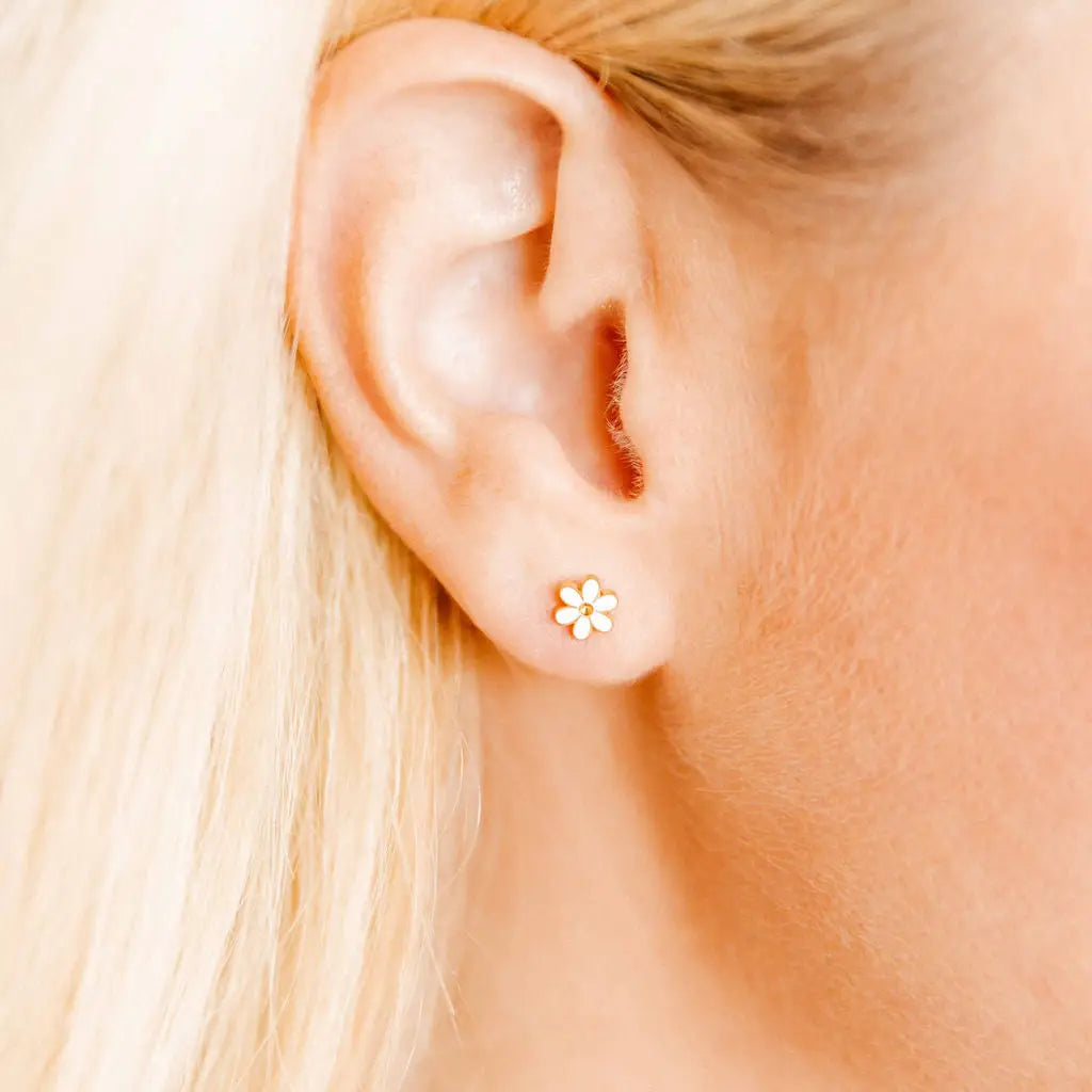 Screwback Stud Earrings | Alli White