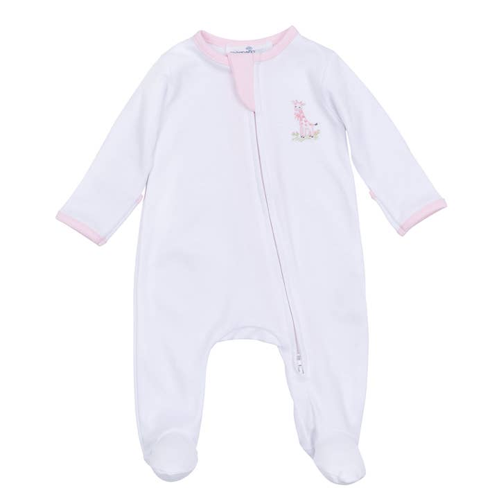 Vintage Giraffe Zip Footie | Pink