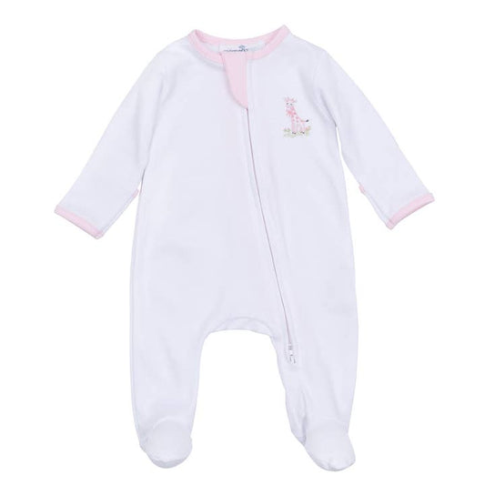 Vintage Giraffe Zip Footie | Pink