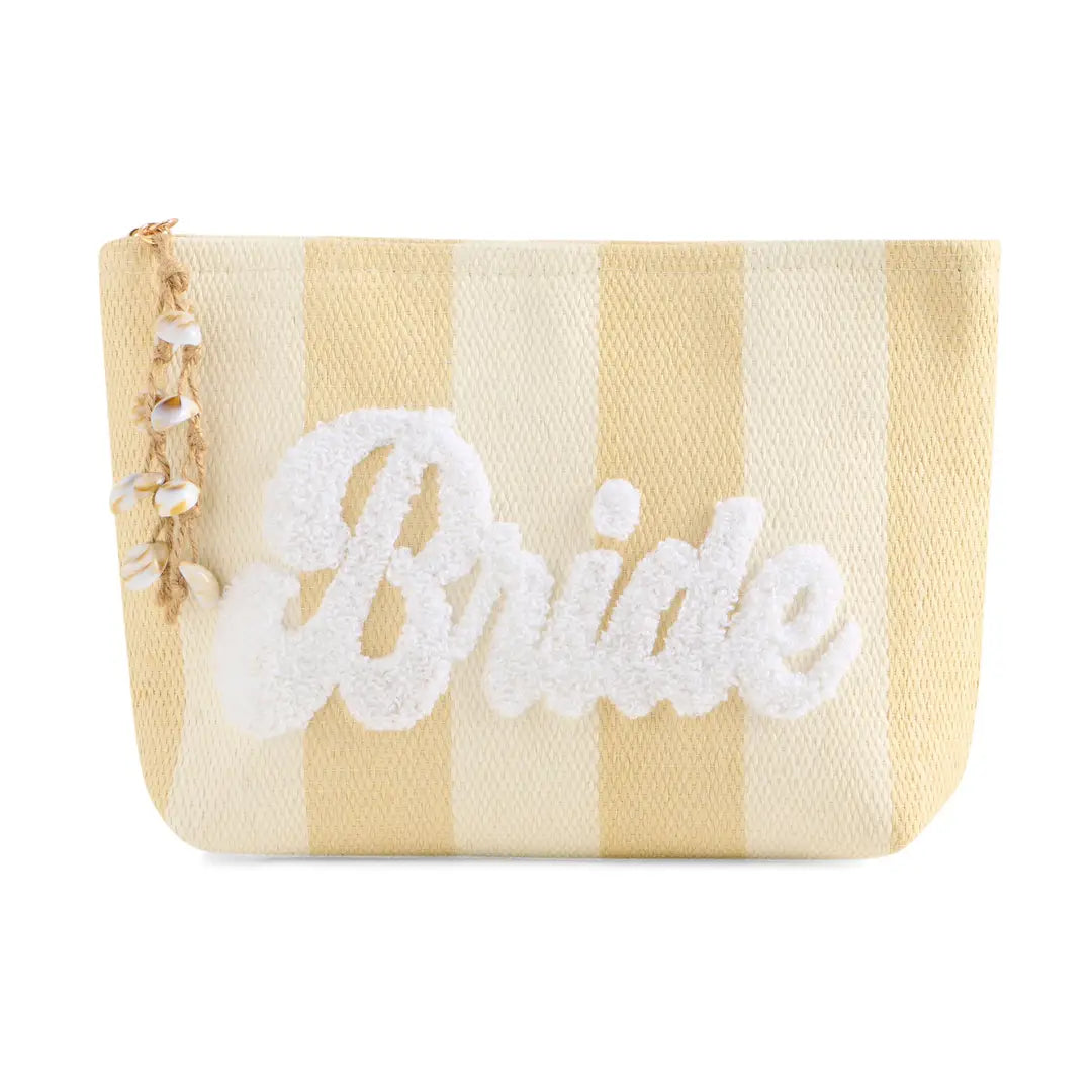 Bride Stripe Zip Pouch | Natural