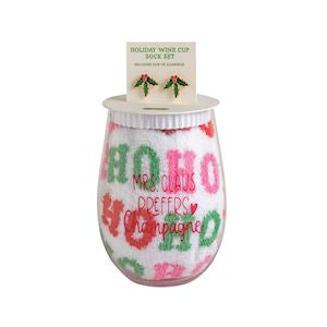 Ho Ho Ho Wine, Earring & Sock Set