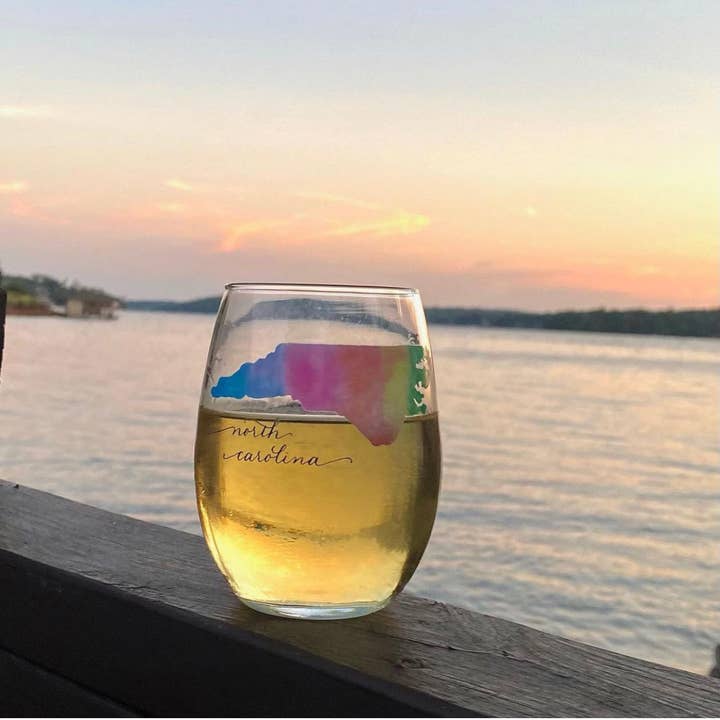 Stemless Wine Glass | North Carolina Watercolor