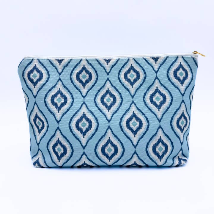 Mahjong Tile & Accessory Bag | Blue Ikat