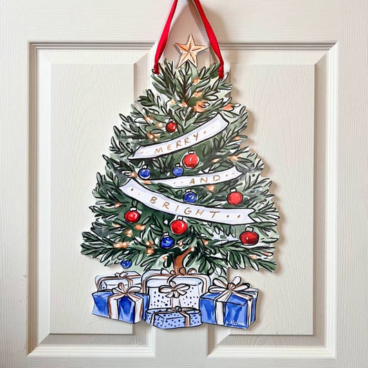 Door Hanger | Merry & Bright Christmas Tree