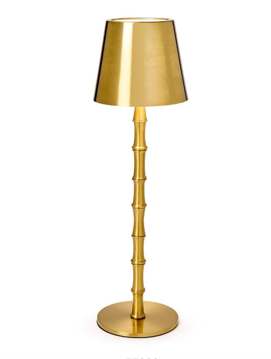 LED Cordless Table Lamp | Gold Bamboo Table