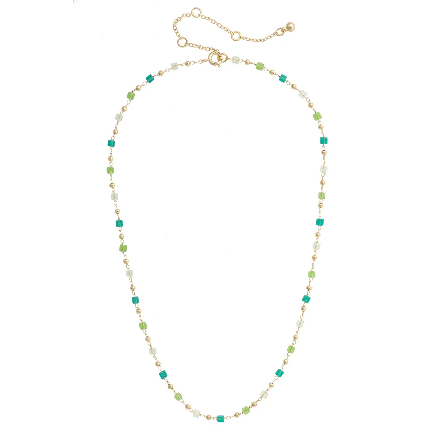 Celine Beaded Layering Necklace in Green