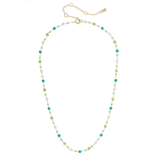 Celine Beaded Layering Necklace in Green