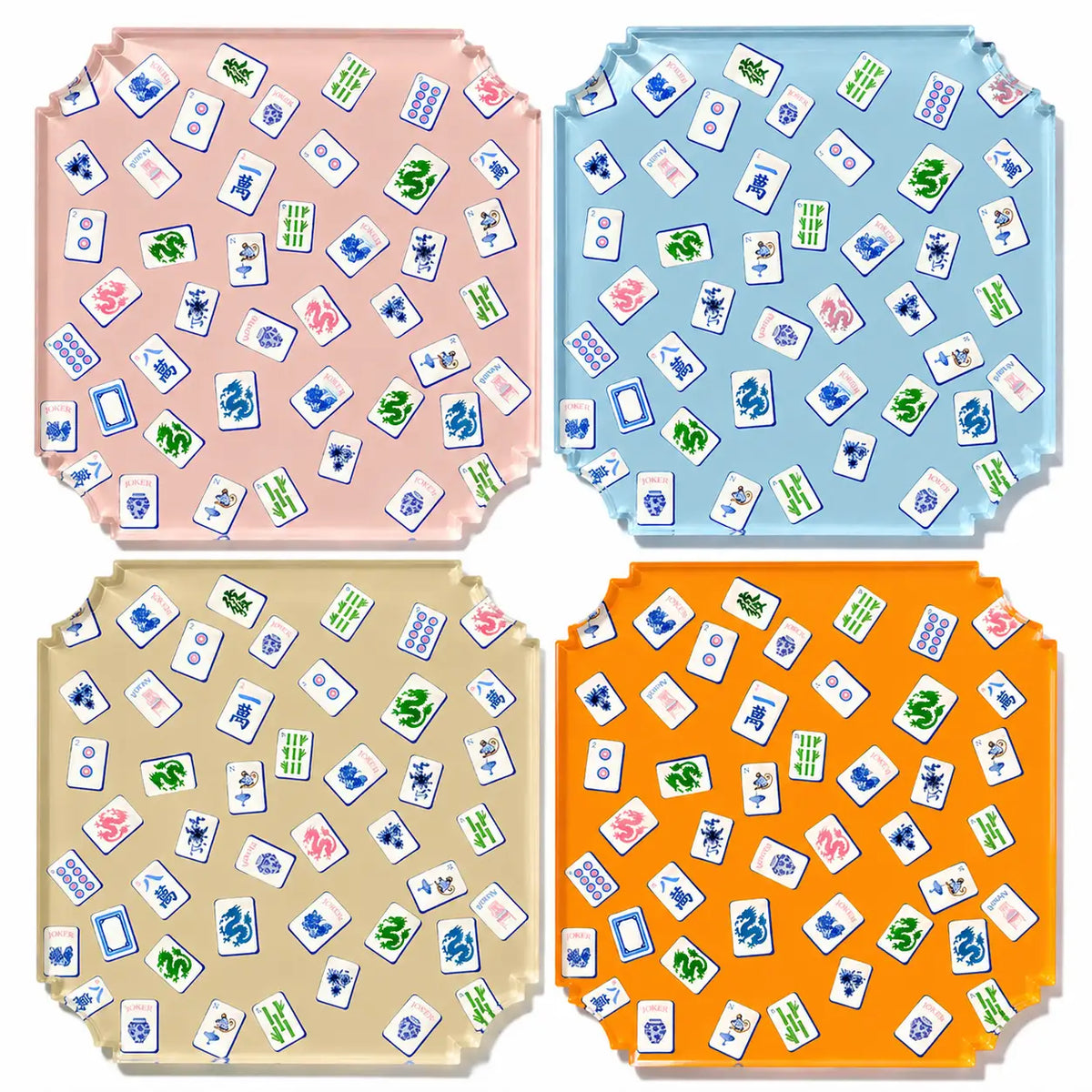 Boxed Acrylic Coaster Set of 4 | Preppy Mahjong