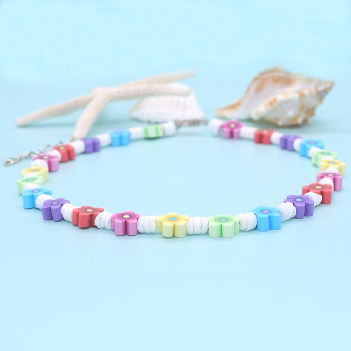 16" Puka Shell Necklace | Rainbow Daisy