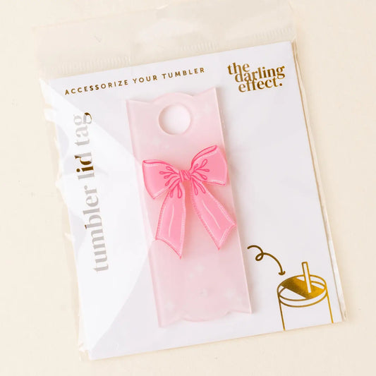 Tumbler Lid Tag | Bow Pink