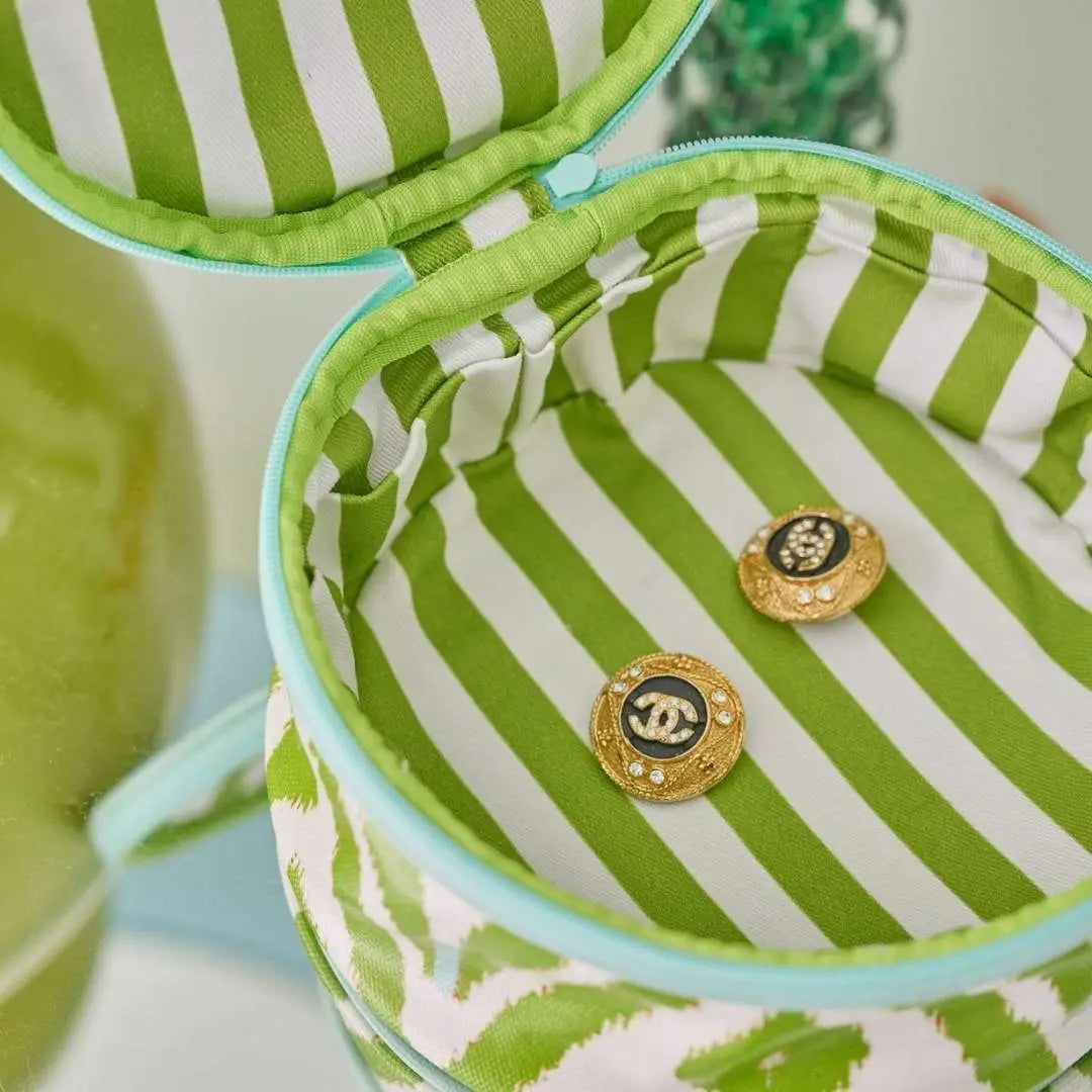 Round Jewelry Case | Petite Frond Green