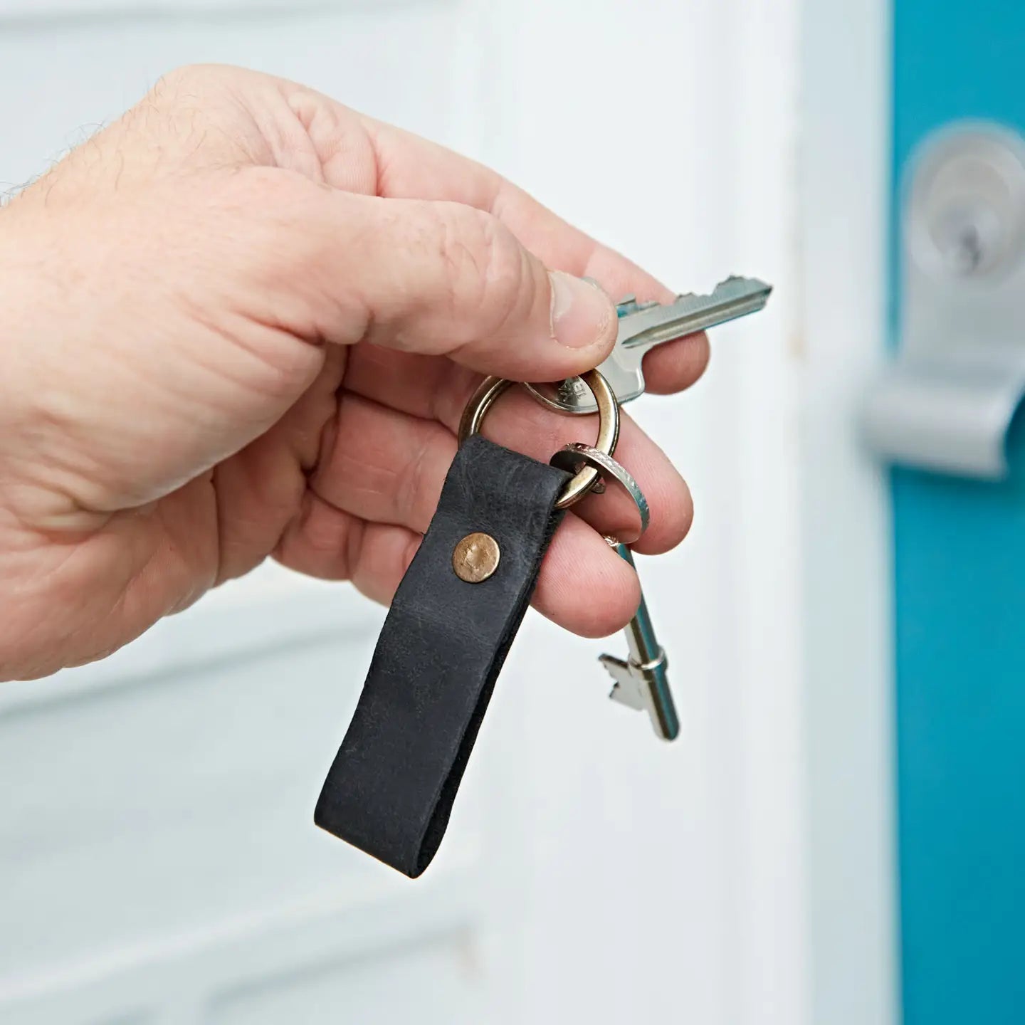 Buffalo Leather Loop Keyring | Black