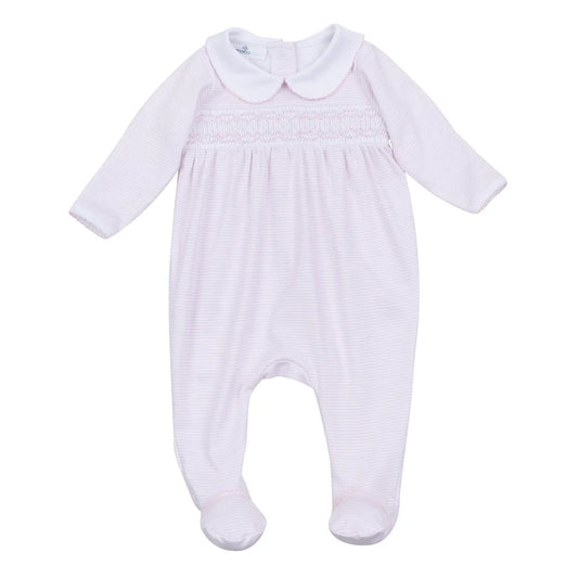 Mini Stripes Smocked Footie | Pink