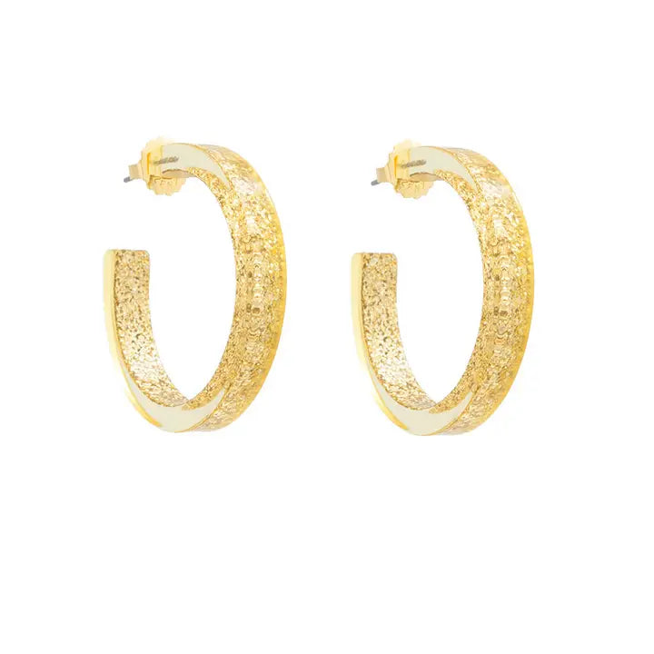 Medium Resin Hoop Earring | Gold