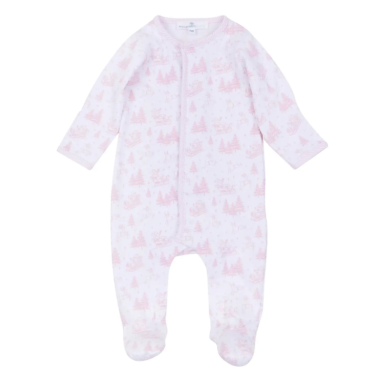 Holiday Toile Footie | Pink