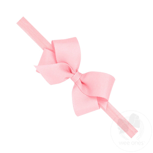Small Classic Grosgrain Bow w/ Elastic Headband | Lt Pink
