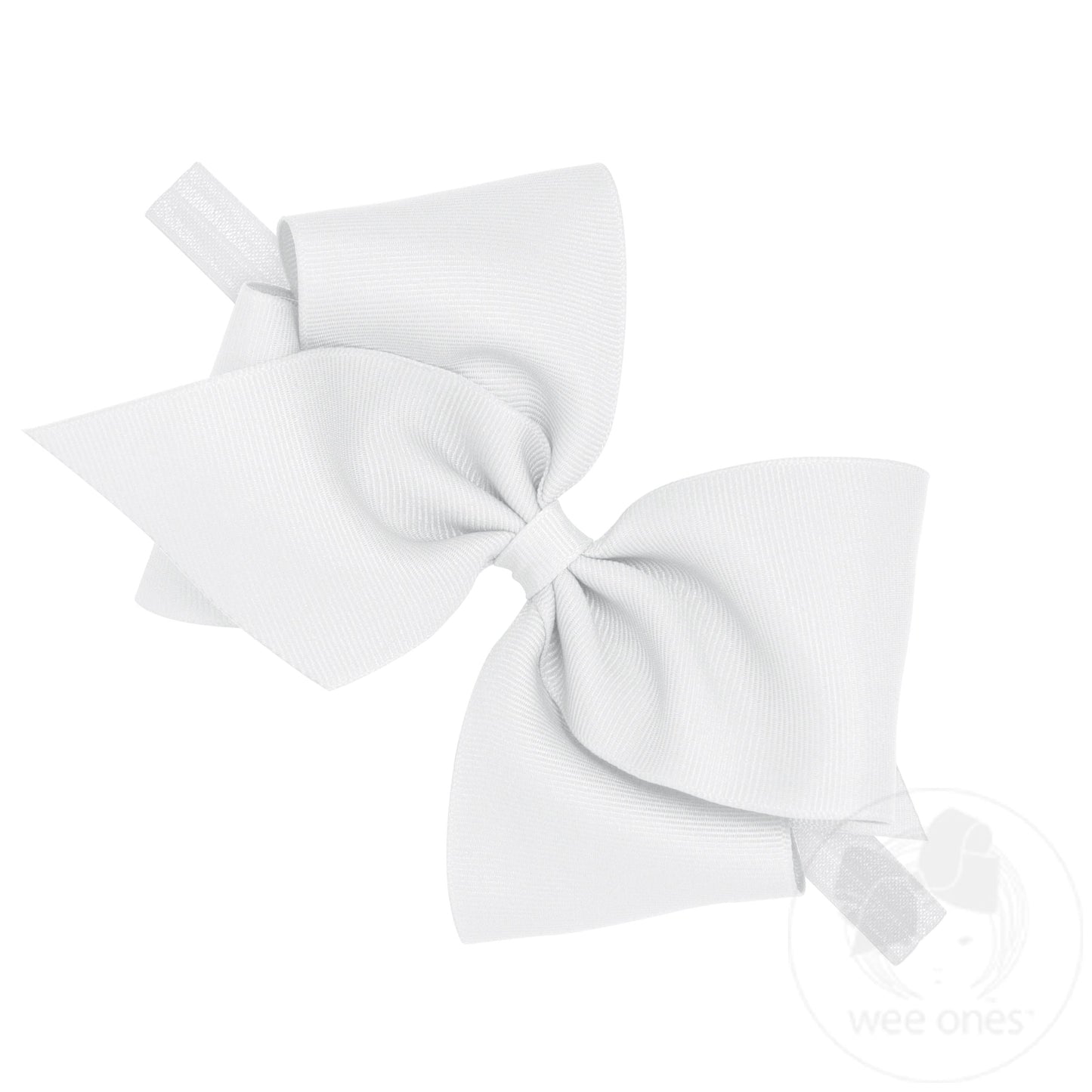 Mini King Classic Grosgrain Girls Hair Bow on Baby Band | White