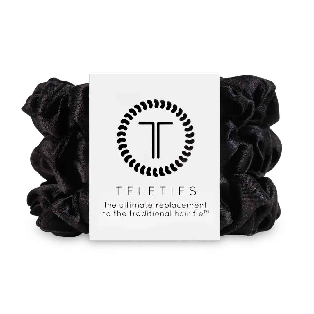 Teleties Silk Scrunchies | Jet Black | Small