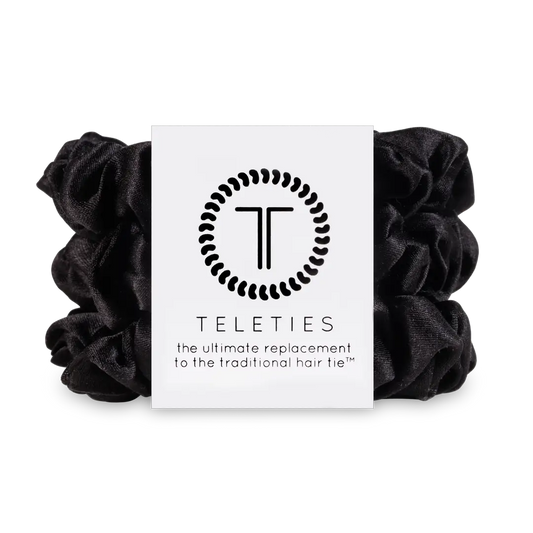 Teleties Silk Scrunchies | Jet Black | Small