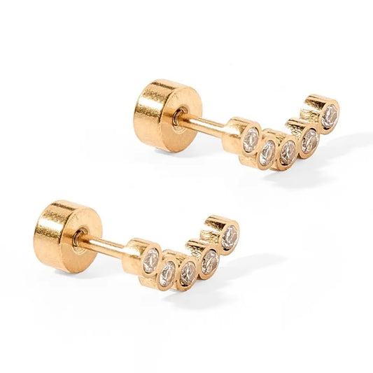 Screwback Stud Earrings | Abigail Sparkle Gold