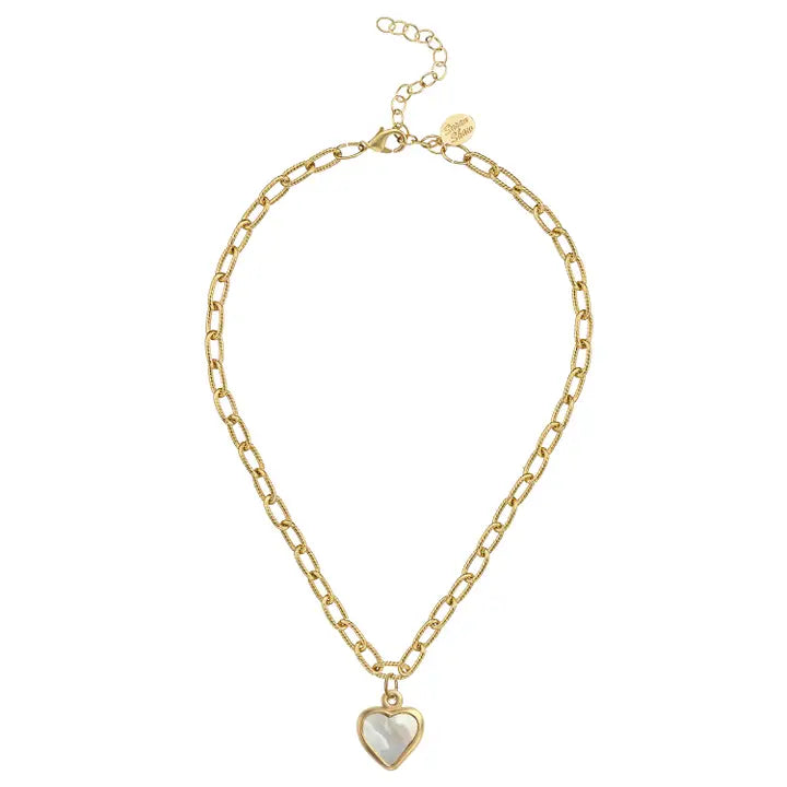 Small Mother of Pearl Heart Jane Necklace