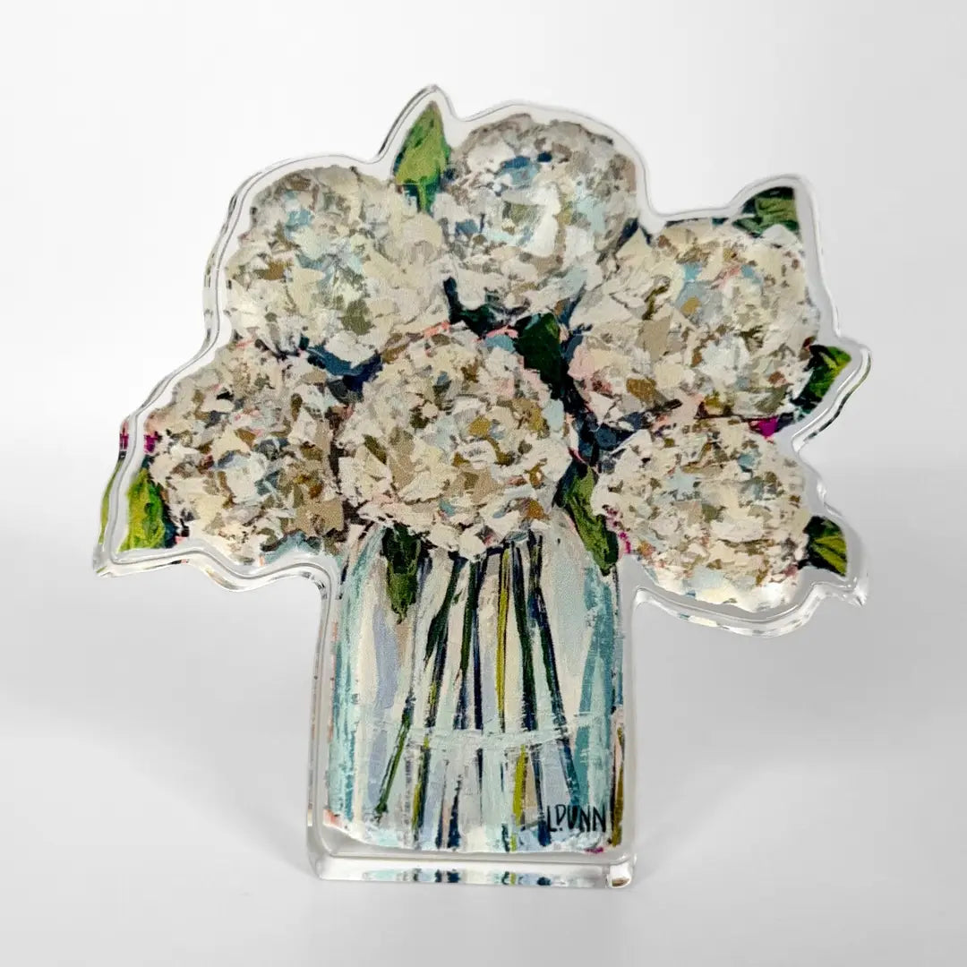 Large Acrylic Bloom Block | Hydrangeas in Cream