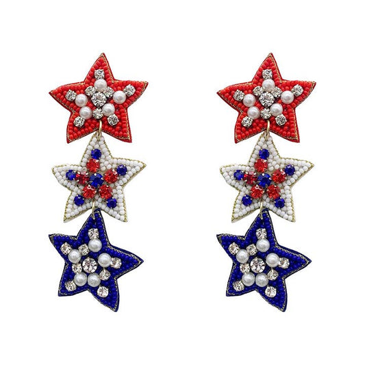 Earrings | Beaded Three Stars Drop