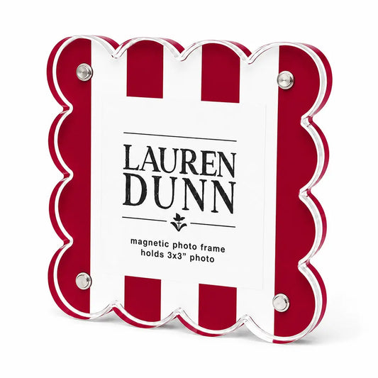 Gameday Scalloped Acrylic Frame | Red & White Striped