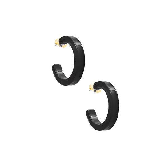 Small Resin Hoop Earring | Black