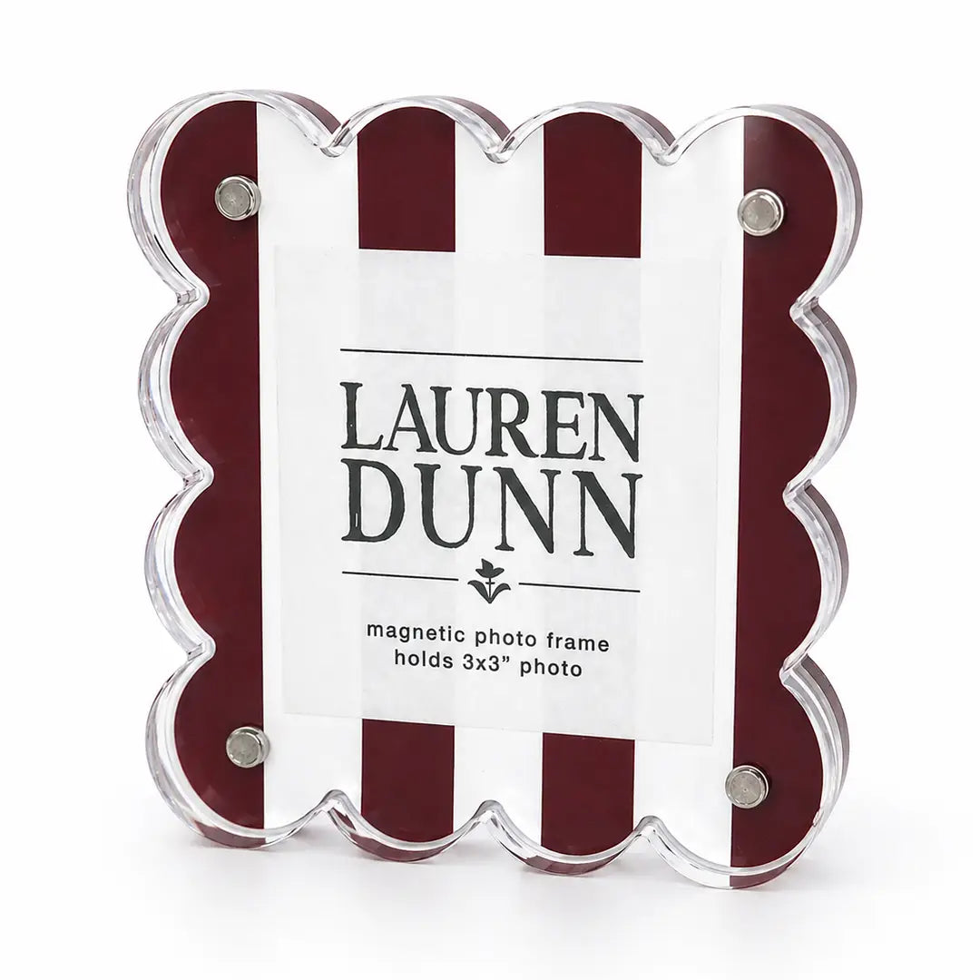 Gameday Scalloped Acrylic Frame | Maroon & White Striped