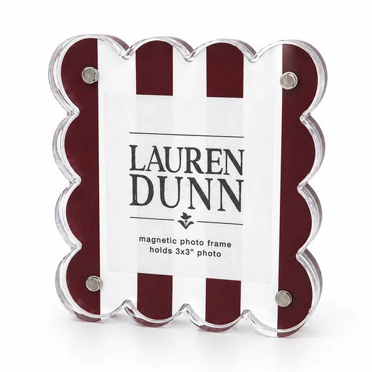 Gameday Scalloped Acrylic Frame | Maroon & White Striped