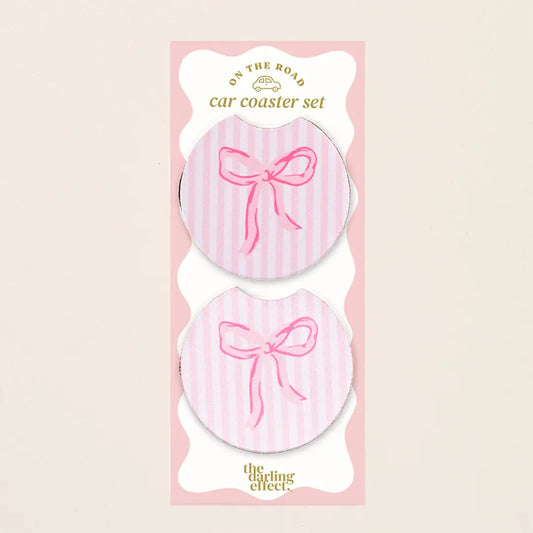 On the Road Car Coaster Set | Bow Pink