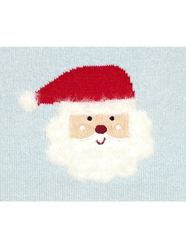 Knit Sweater | Fuzzy Santa | Blue