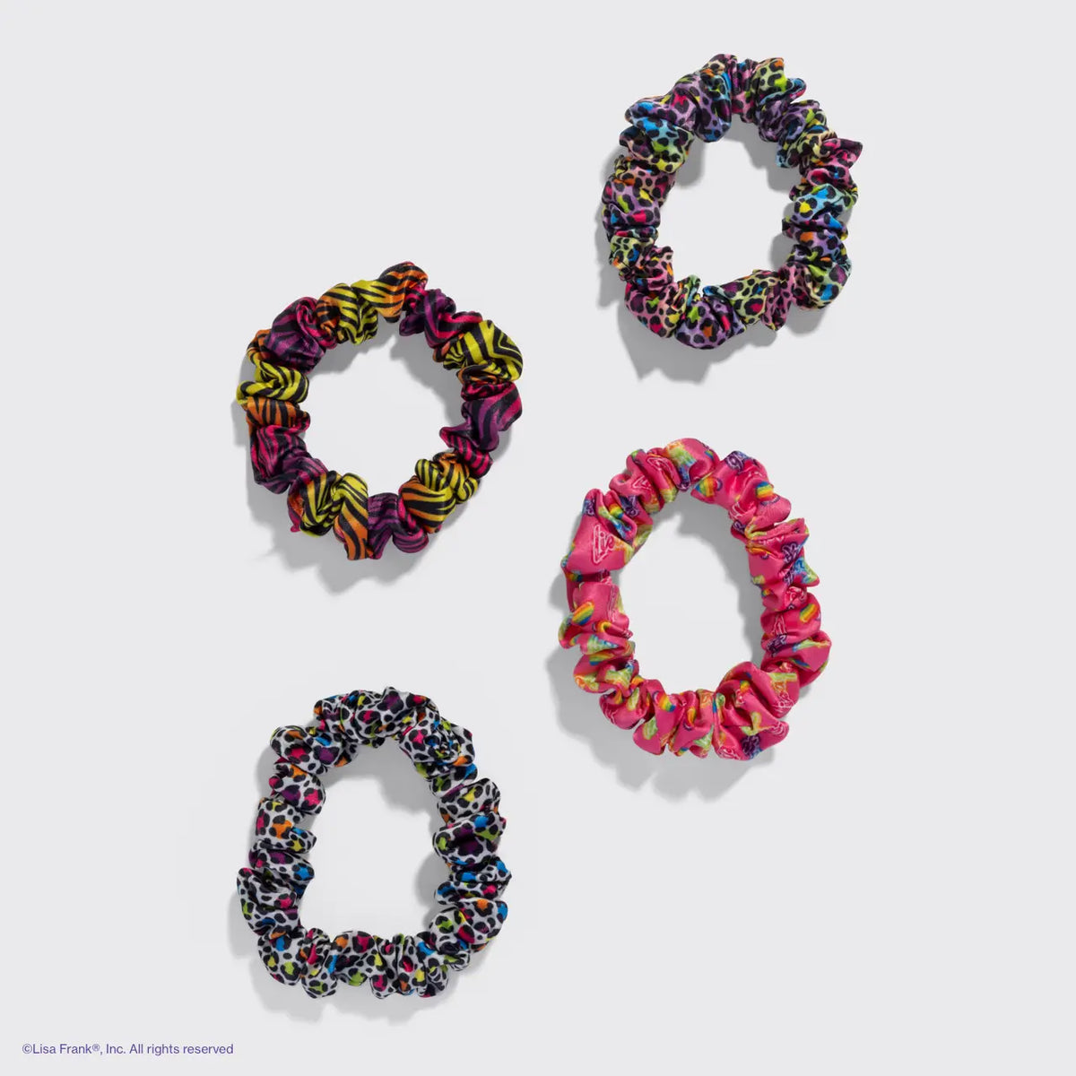 Lisa Frank X Kitsch Ruched Satin Scrunchies | Rainbow Leopard