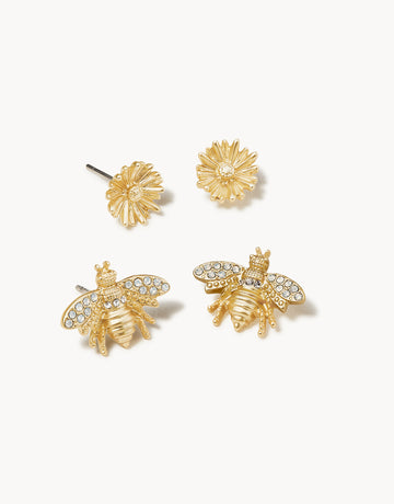 Daisy Picnic Stud Earrings Set White Opal (2 pairs)