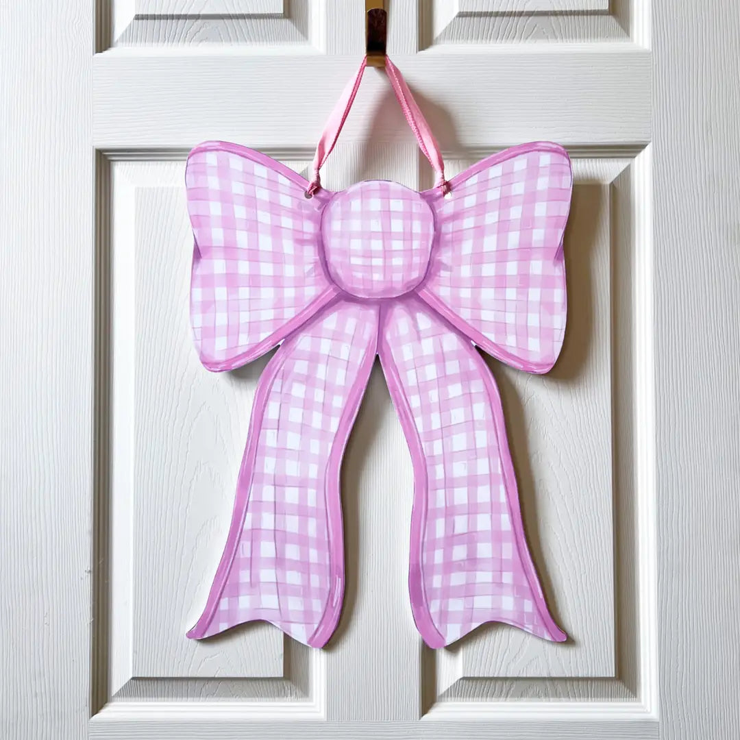 Door Hanger | Pink Gingham Bow