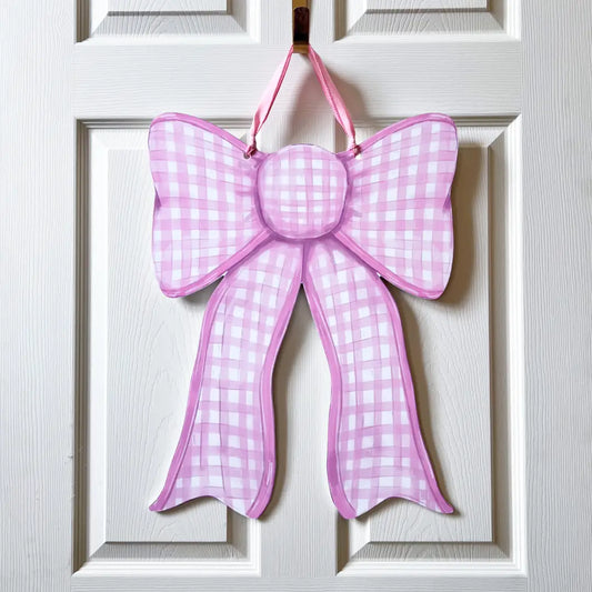 Door Hanger | Pink Gingham Bow