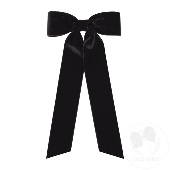 Velvet Bowtie with Streamer Tails | Medium | Black