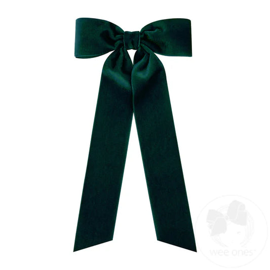 Velvet Bowtie with Streamer Tails | Medium | Forest Green
