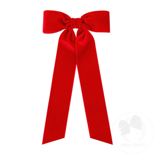 Velvet Bowtie with Streamer Tails | Medium | Red