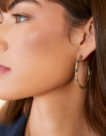 Calm Waters Hoop Earrings - Blue Coral