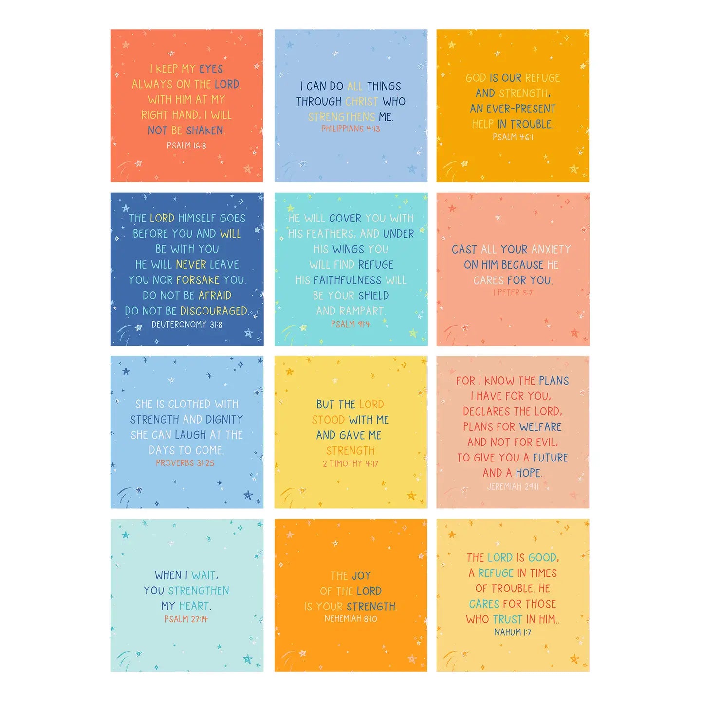 Verses For Strength | Bible Verse Card Set with Display Stand