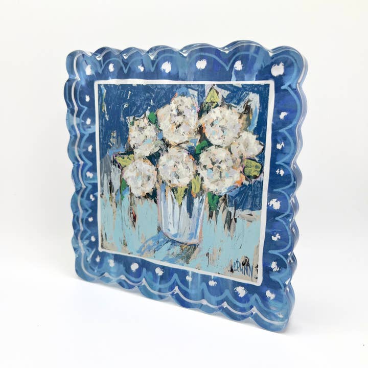 Acrylic Block | Scalloped Blue Hydrangea