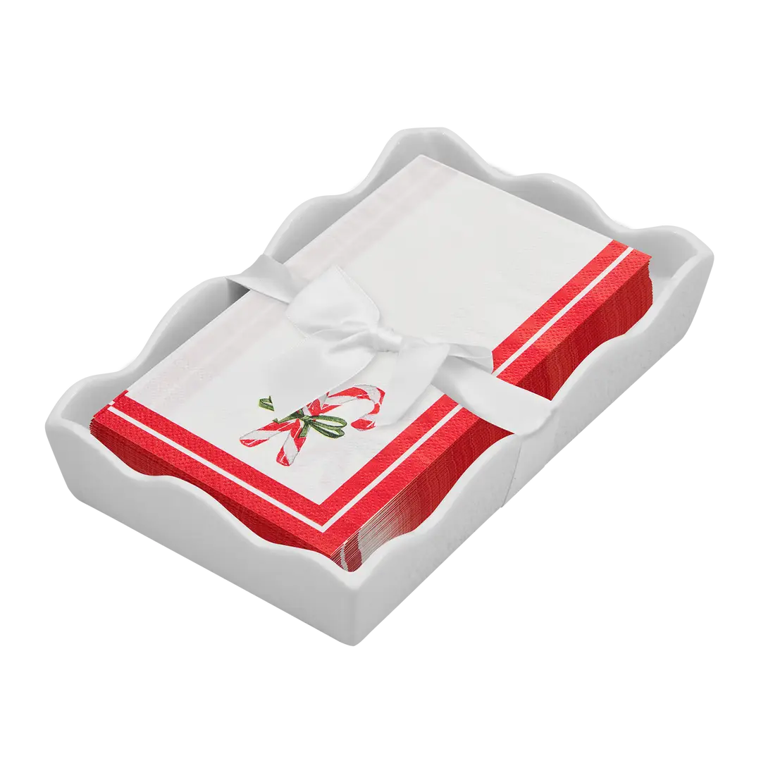 Ceramic Guest Towel Napkin Tray | Merry & Bright