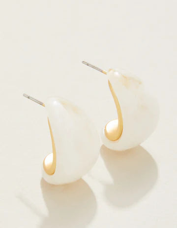 Dew Drop Hoop Earrings White